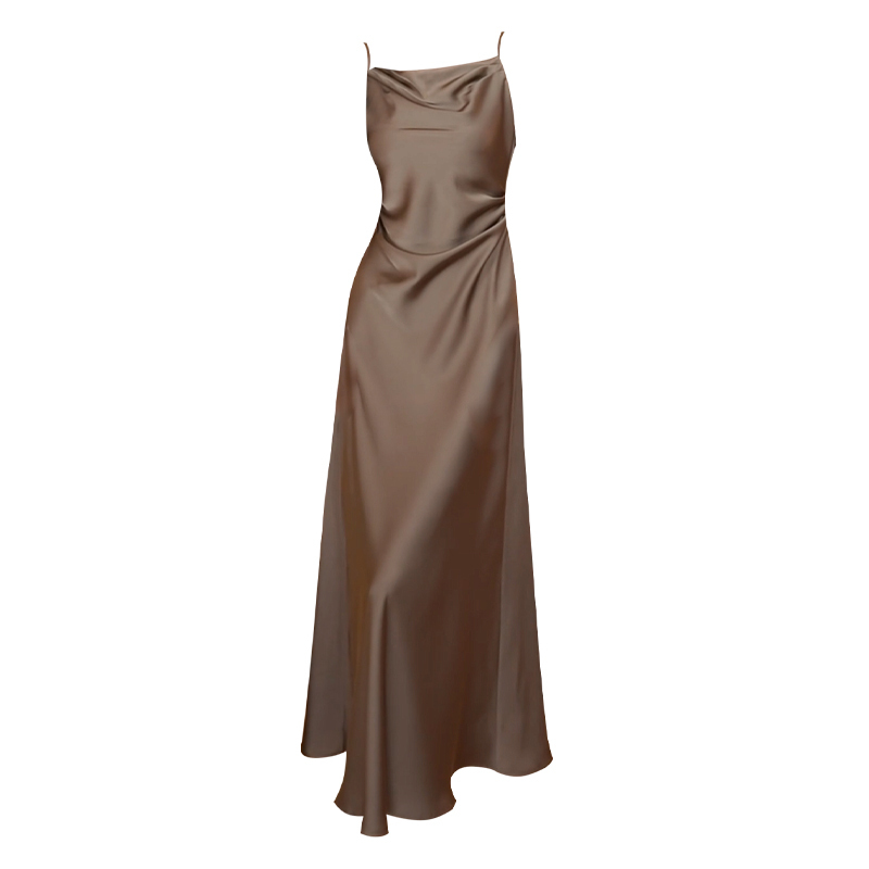 Hot selling satin suspender dress (coffee size S-L) (please contact customer service to confirm the delivery size after placing the order)