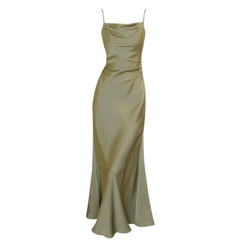 Hot selling satin suspender dress (green size S-L) (please contact customer service to confirm the delivery size after placing the order)