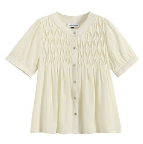 Hot selling chiffon belly-covering short-sleeved top [Apricot color] [L-4XL size] (please contact customer service to confirm the delivery size after placing the order)