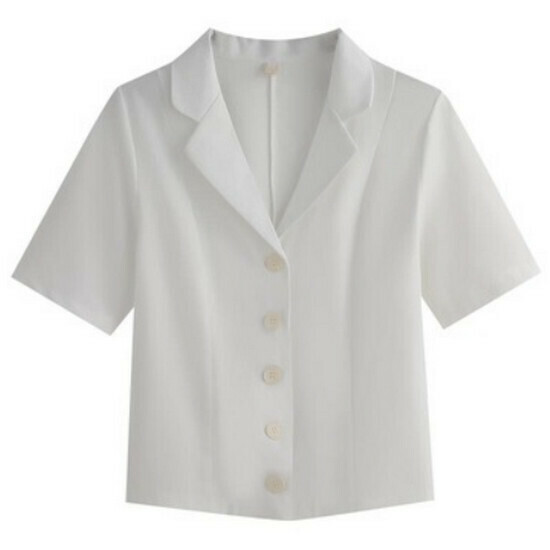 Hot selling suit collar short-sleeved shirt [white] [S-2XL size] (please contact customer service to confirm the delivery size after placing the order)