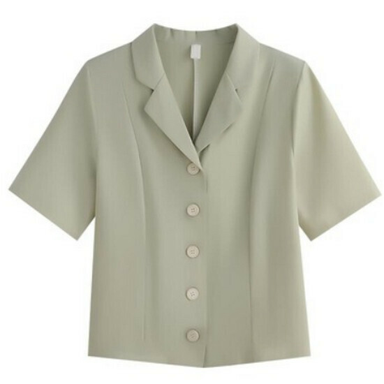 Hot selling suit collar short-sleeved shirt [fruit green] [S-2XL size] (please contact customer service to confirm the delivery size after placing the order)