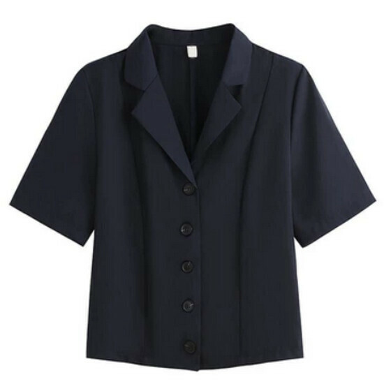 Hot selling suit collar short-sleeved shirt [Navy Blue] [S-2XL size] (please contact customer service to confirm the delivery size after placing the order)