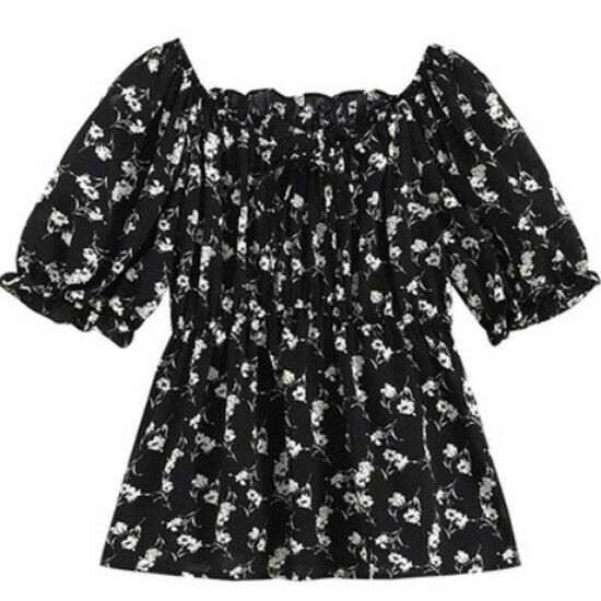Hot selling slimming waist short-sleeved top [Black] [M-4XL size] (please contact customer service to confirm the delivery size after placing the order)