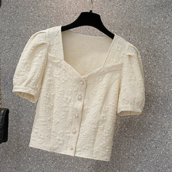 Hot selling chic short-sleeved shirt [Apricot] [M-4XL size] (please contact customer service to confirm the delivery size after placing the order)