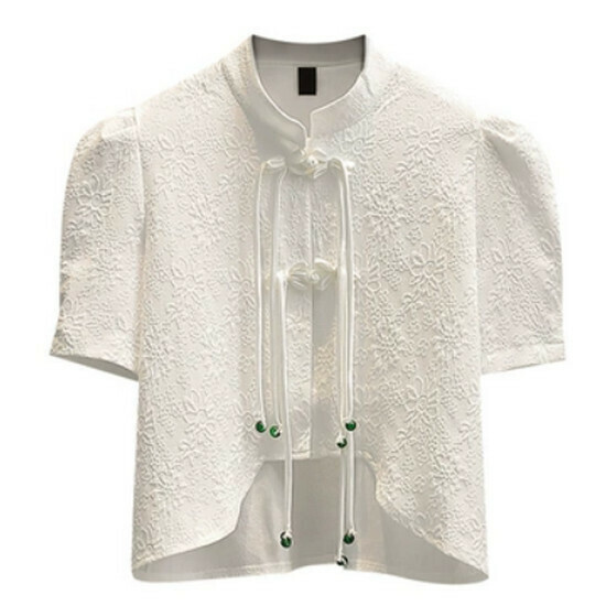 Hot selling improved cheongsam short-sleeved shirt [white] [M-4XL size] (please contact customer service to confirm the delivery size after placing the order)