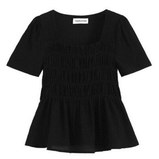 Hot seller's collared short-sleeved top [Black] [L-4XL size] (please contact customer service to confirm the delivery size after placing the order)
