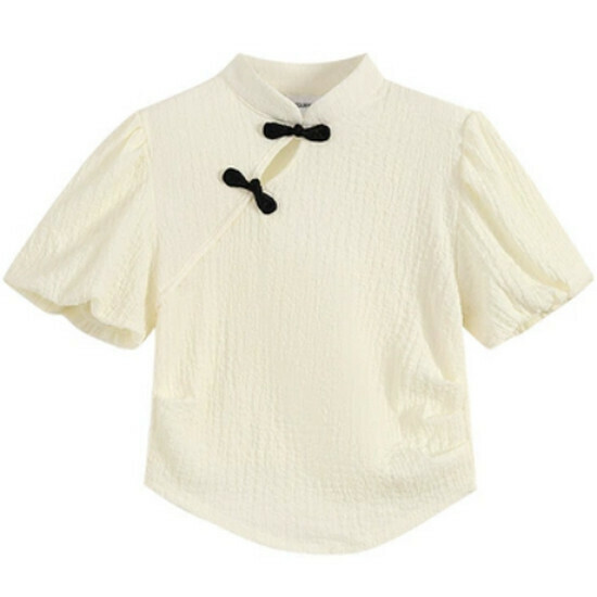 Hot-selling Chinese-style button-down stand-up collar shirt [off-white] [M-4XL size] (please contact customer service to confirm the delivery size after placing the order)
