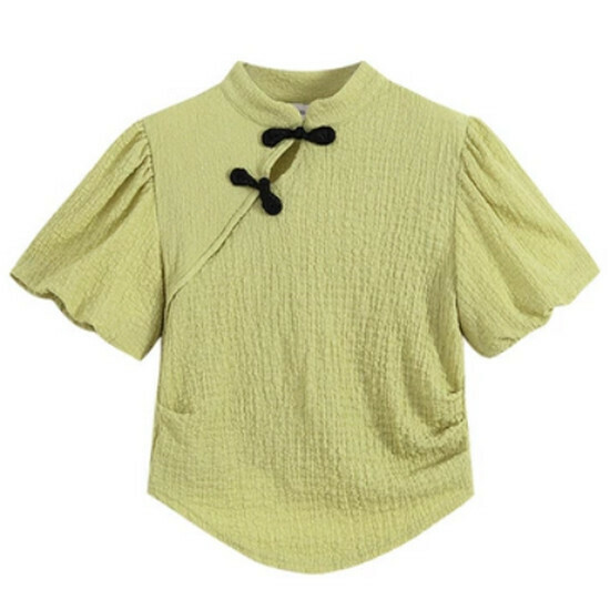 Hot-selling Chinese-style button-down stand-up collar shirt [Matcha green] [M-4XL size] (please contact customer service to confirm the delivery size after placing the order)