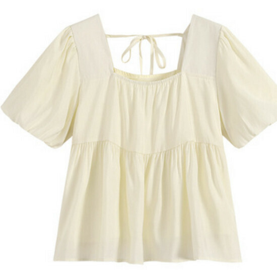 Hot seller collared chiffon cropped top [Apricot color] [M-3XL size] (please contact customer service to confirm the delivery size after placing the order)