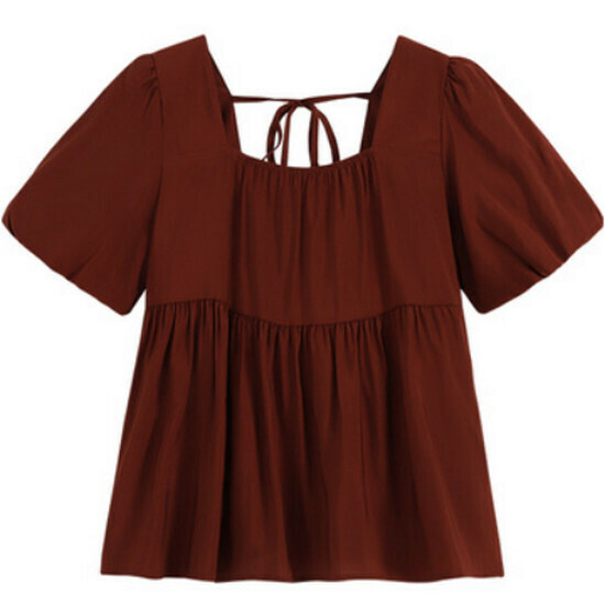 Hot seller collared chiffon crop top [red] [M-3XL size] (please contact customer service to confirm the delivery size after placing the order)