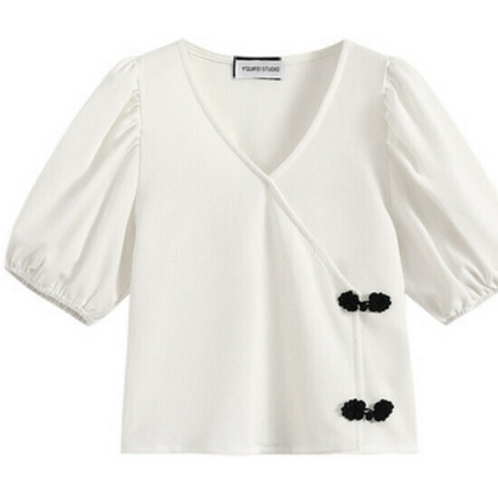 Hot Selling Chinese Style Puff Sleeve Shirt [White] [M-4XL Size] (Please contact customer service to confirm the delivery size after placing the order)
