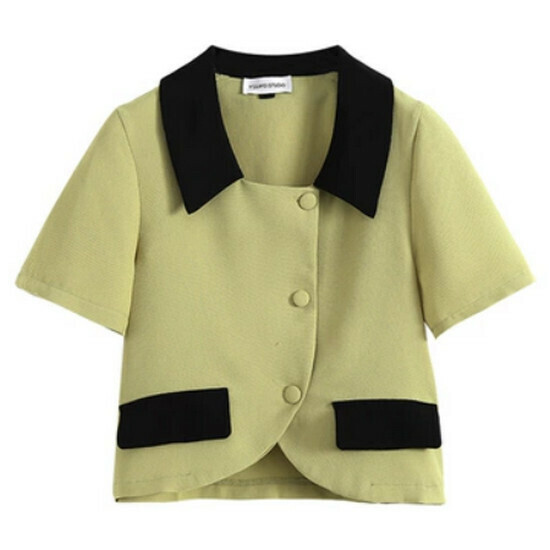Hot selling irregular short cardigan top [green] [L-4XL size] (please contact customer service to confirm the delivery size after placing the order)