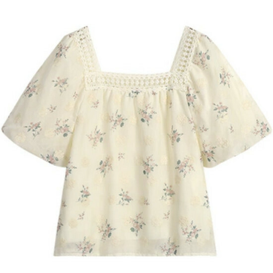 Hot selling lace spliced ​​puff sleeve top [pink] [size L-4XL] (please contact customer service to confirm the delivery size after placing the order)