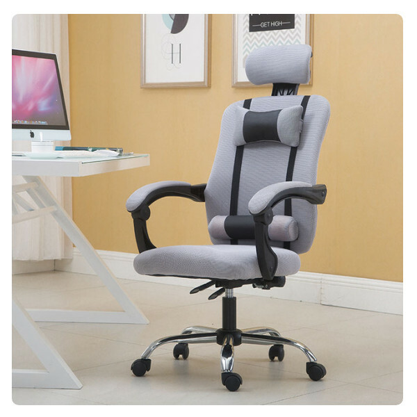 Popular office chair computer chair ergonomic curve metal frame 5 casters (grey)