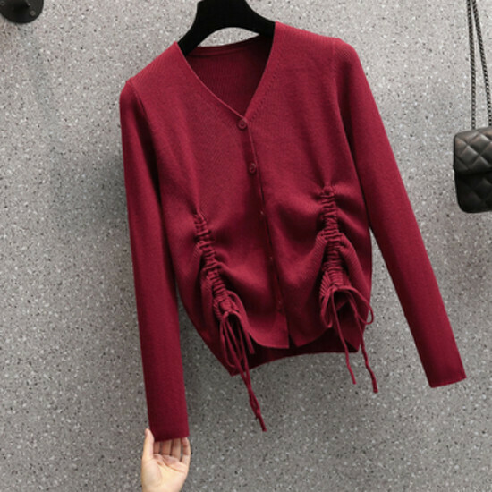 Hot selling drawstring long-sleeved sweater [Red] [L-4XL size] (please contact customer service to confirm the delivery size after placing the order)