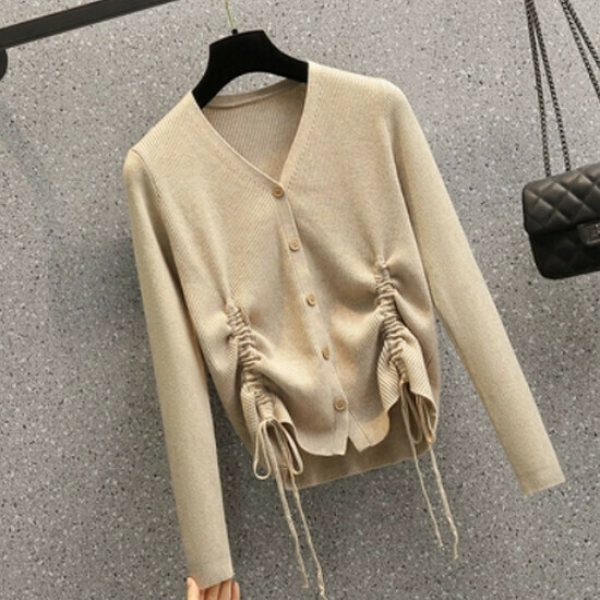 Hot selling drawstring long-sleeved sweater [khaki] [size L-4XL] (please contact customer service to confirm the delivery size after placing the order)
