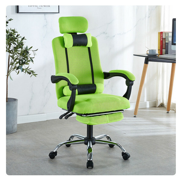 Popular office chair computer chair ergonomic curve metal frame 5 casters (green chair + pedal)