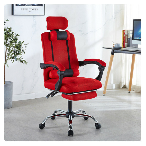 Popular office chair computer chair ergonomic curve metal frame 5 casters (red chair + pedal)
