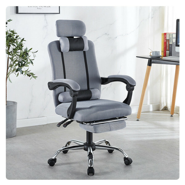 Popular office chair computer chair ergonomic curve metal frame 5 casters (gray chair + pedal)