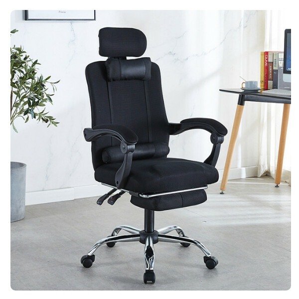 Popular office chair computer chair ergonomic curve metal frame 5 casters (black chair + pedal)