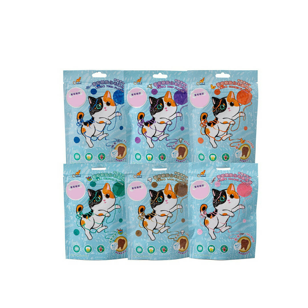 CatFeet 呼嚕最愛 葡萄糖胺化毛潔牙餅60g 貓零食