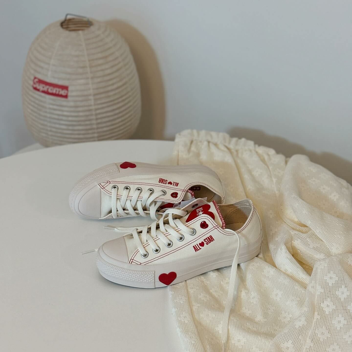 Converse AS Plts Manyhearts OX 日本限定 奶油白 愛心 增高 厚底 帆布鞋 31312761