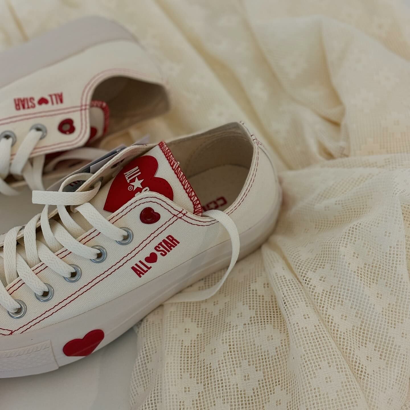 Converse AS Plts Manyhearts OX 日本限定 奶油白 愛心 增高 厚底 帆布鞋 31312761