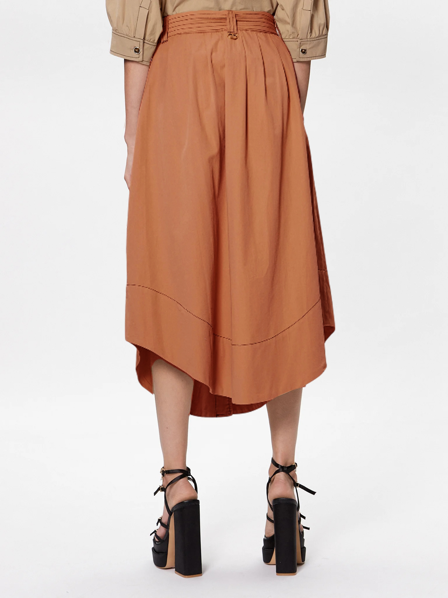 造型排扣車線長裙 (駝)