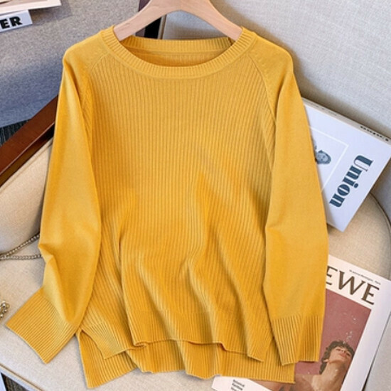 Hot selling irregular crew neck sweater [yellow] [L-4XL size] (please contact customer service to confirm the delivery size after placing the order)