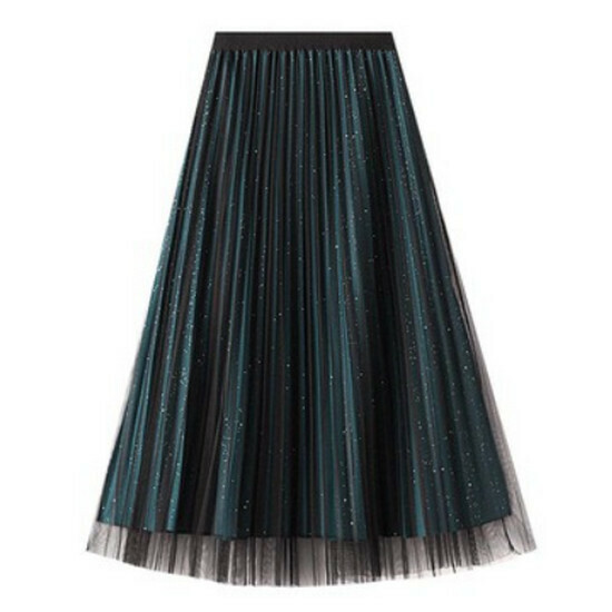 Hot selling mesh pleated skirt [dark green] [S-2XL size] (please contact customer service to confirm the delivery size after placing the order)