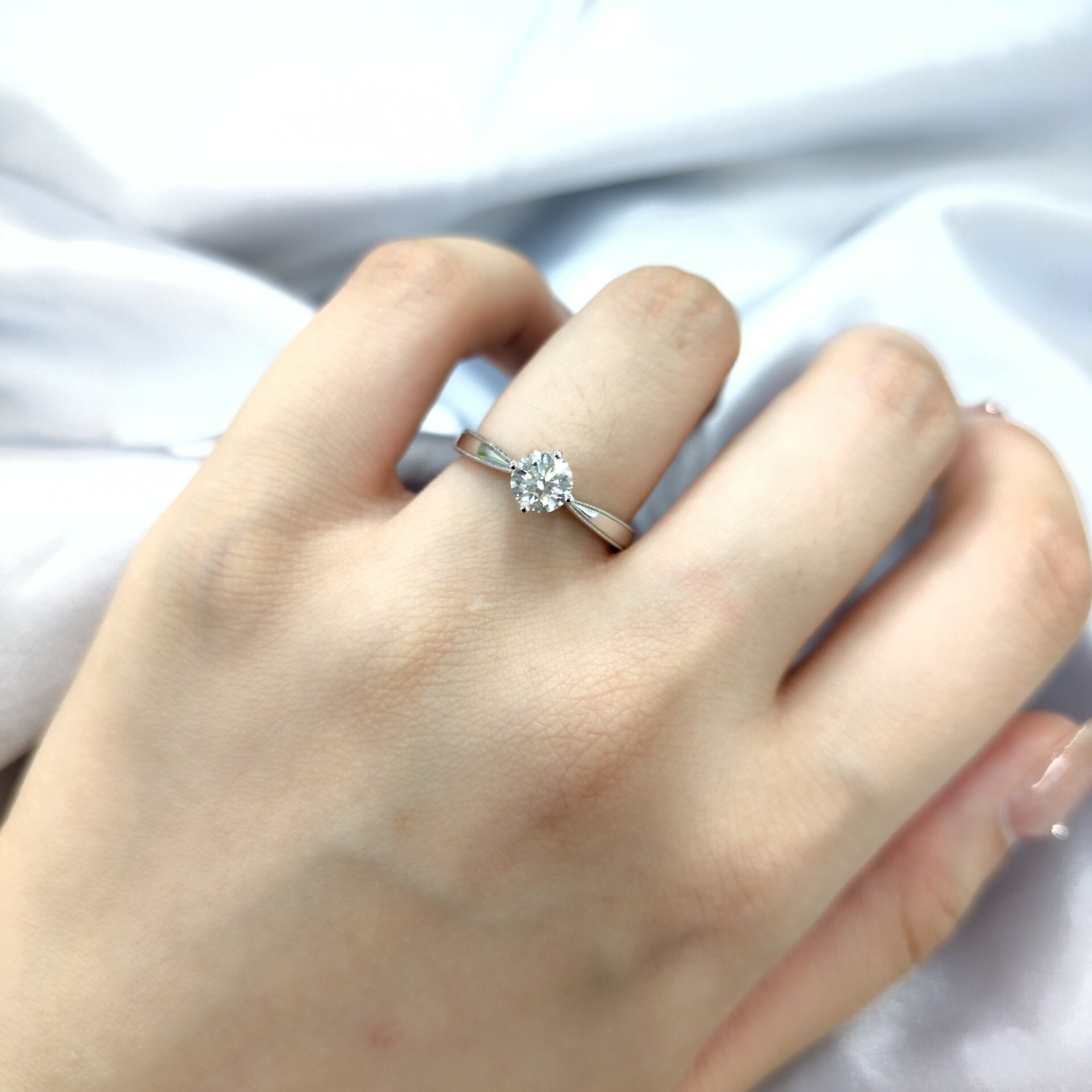 全新18K白金【單粒50份鑽石】戒指