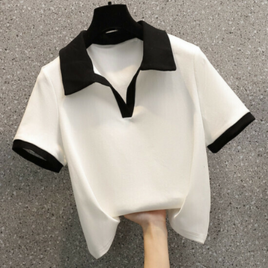 熱賣polo領短款短袖T恤【白色】【M-4XL碼】（下單後請聯絡客服確認發貨尺碼）