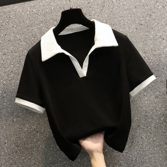 熱賣polo領短款短袖T恤【黑色】【M-4XL碼】（下單後請聯絡客服確認發貨尺碼）