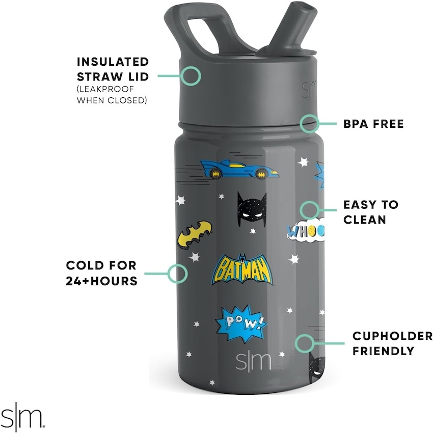 美國 Simple Modern 不鏽鋼吸管保溫水壺 - Batman