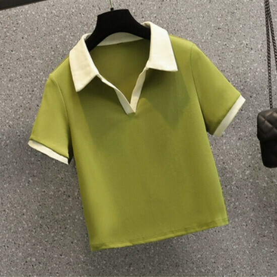 熱賣polo領短款短袖T恤【牛油果綠】【M-4XL碼】（下單後請聯絡客服確認發貨尺碼）