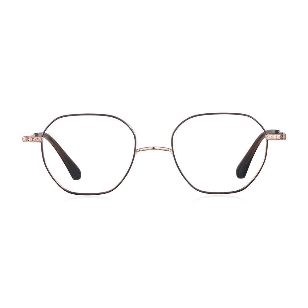 山形仿古馬鞍式鼻橋多角框眼鏡-三色可選