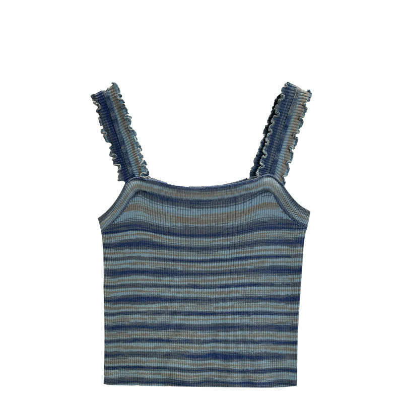Hot Selling Striped Knitted Suspenders (Blue One Size)