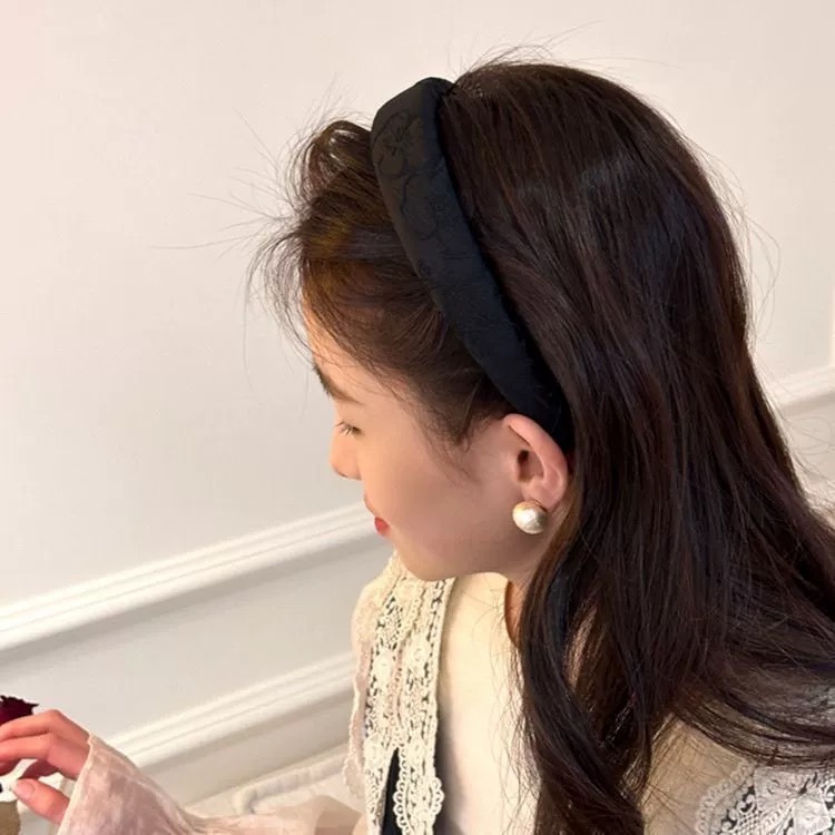 Embroidered Lace Print High-Top Sponge Headband