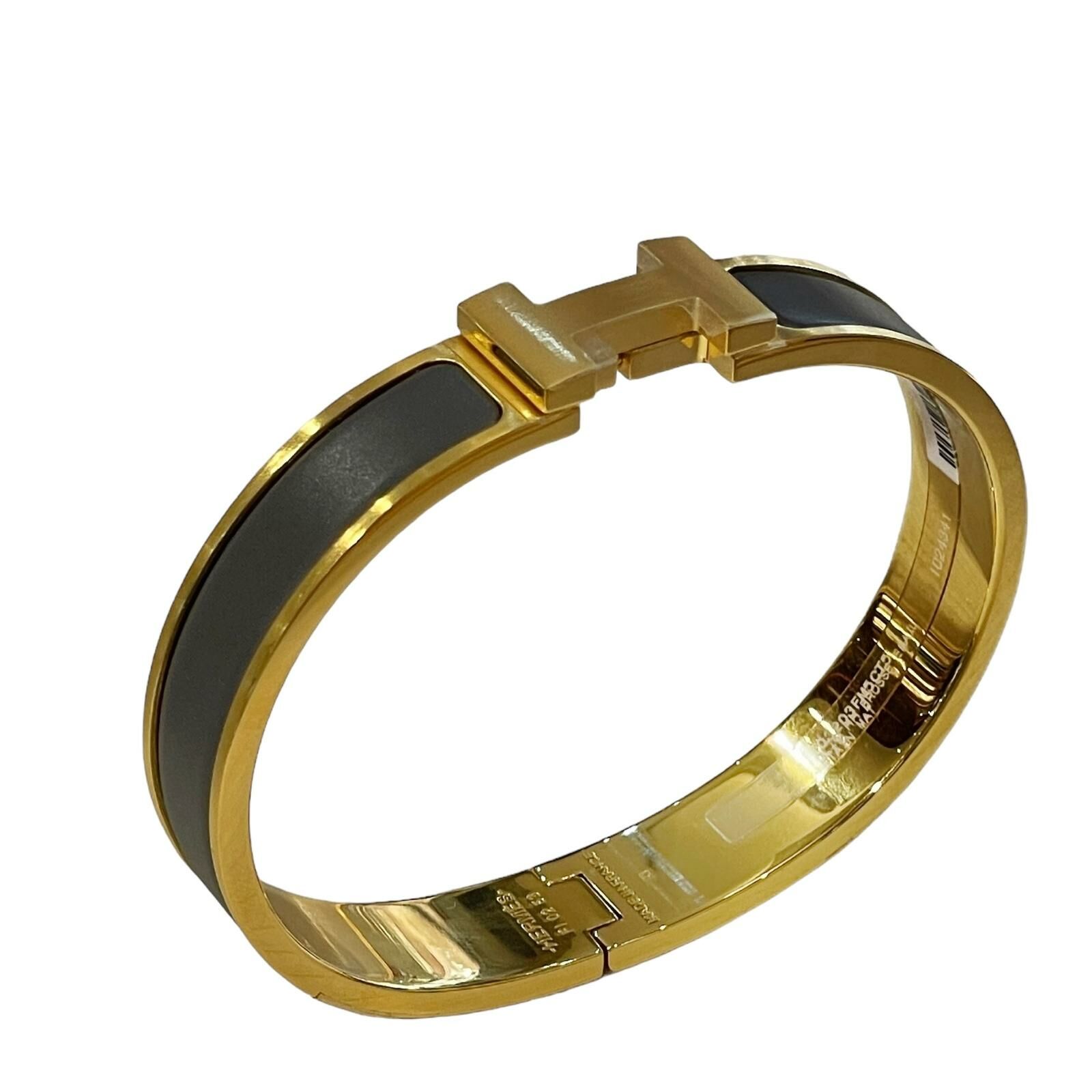 全新HERMES男士手鐲T5 ,(灰色磨砂金扣),Clic HH Bracelet,#BRAND NEW #香榭站正品