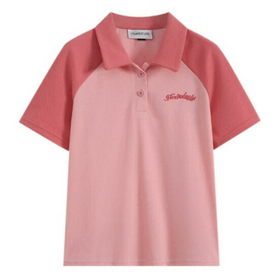 熱賣撞色Polo領短袖T恤【粉色】【L-4XL碼】（下單後請聯絡客服確認發貨尺碼）