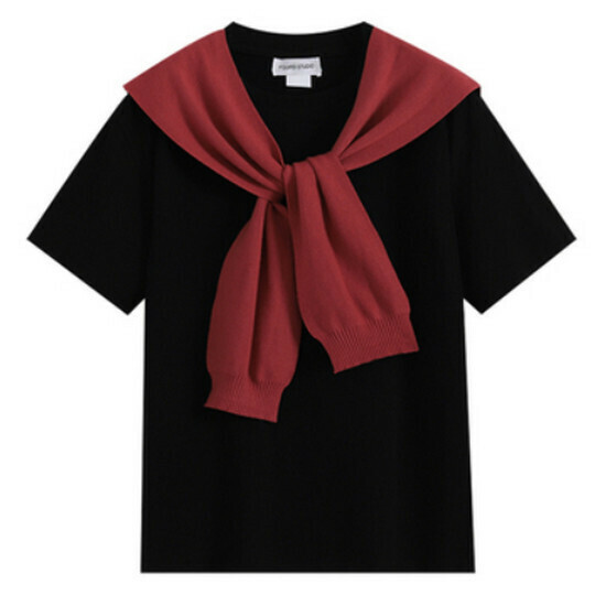 熱賣紅披肩+黑色短袖T恤【S-3XL碼】（下單後請聯絡客服確認發貨尺碼）