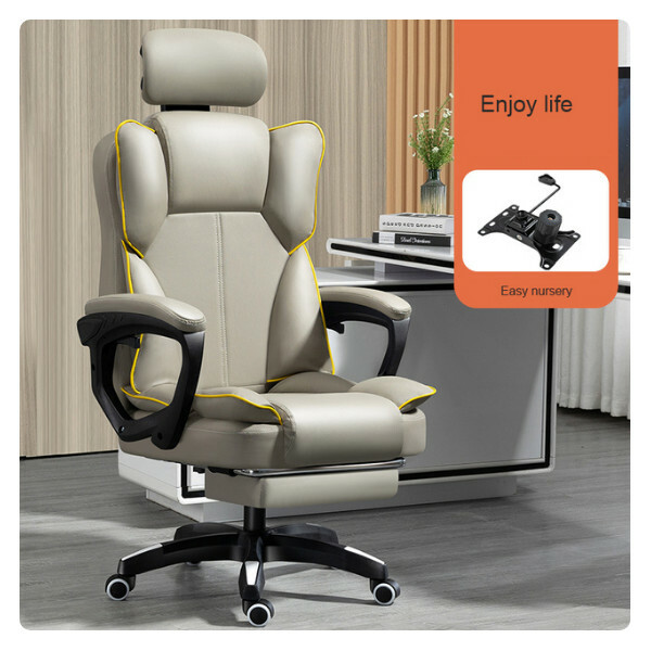 Popular computer chair, office chair ergonomics + headrest + armchair (grey + sponge model)