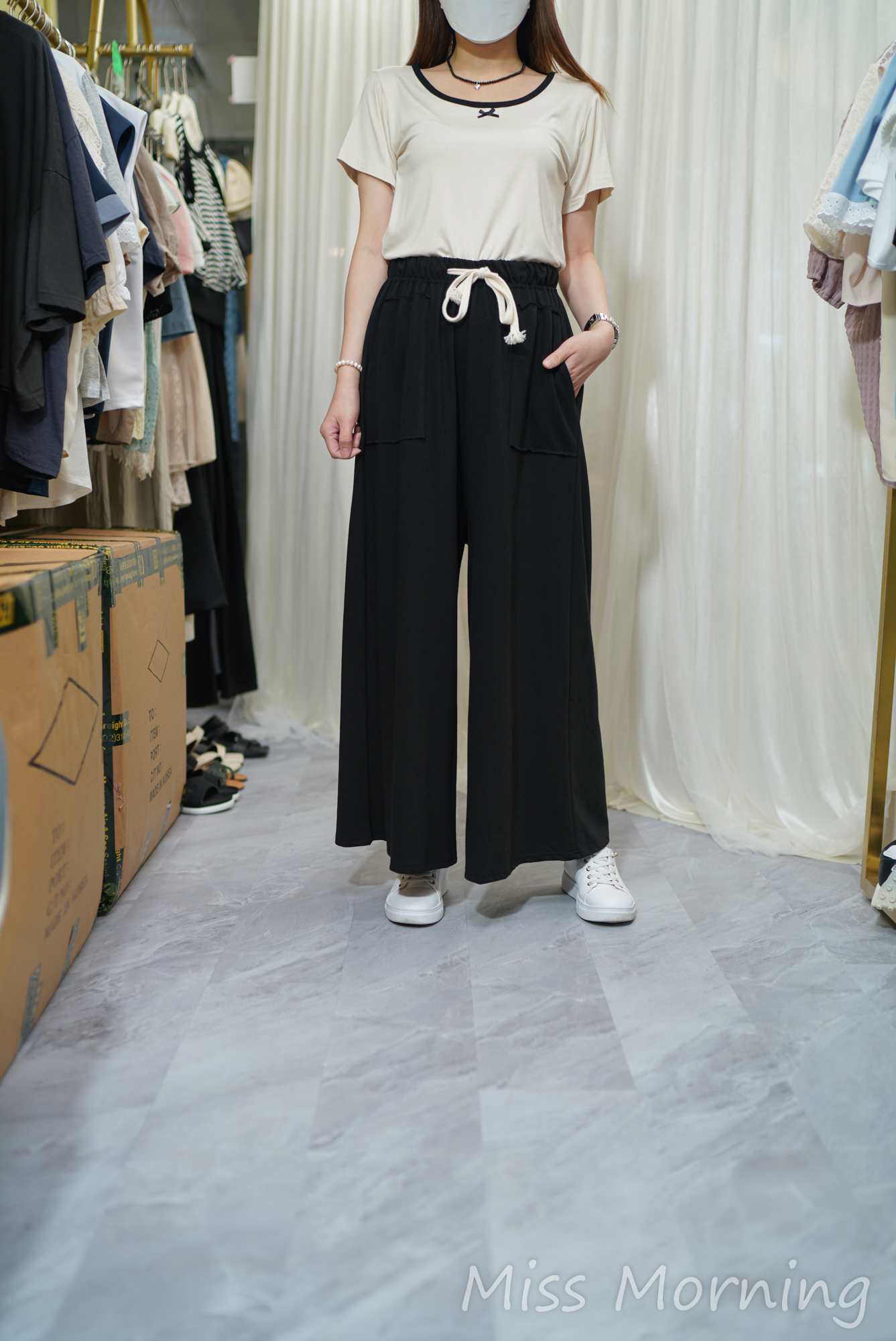 拼色領小蝴蝶結上衣(14022)