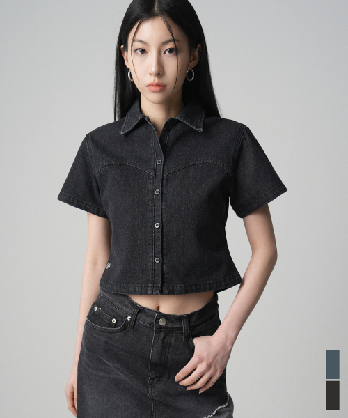 AVANDRESS HEART SLIT DENIM SHIRT