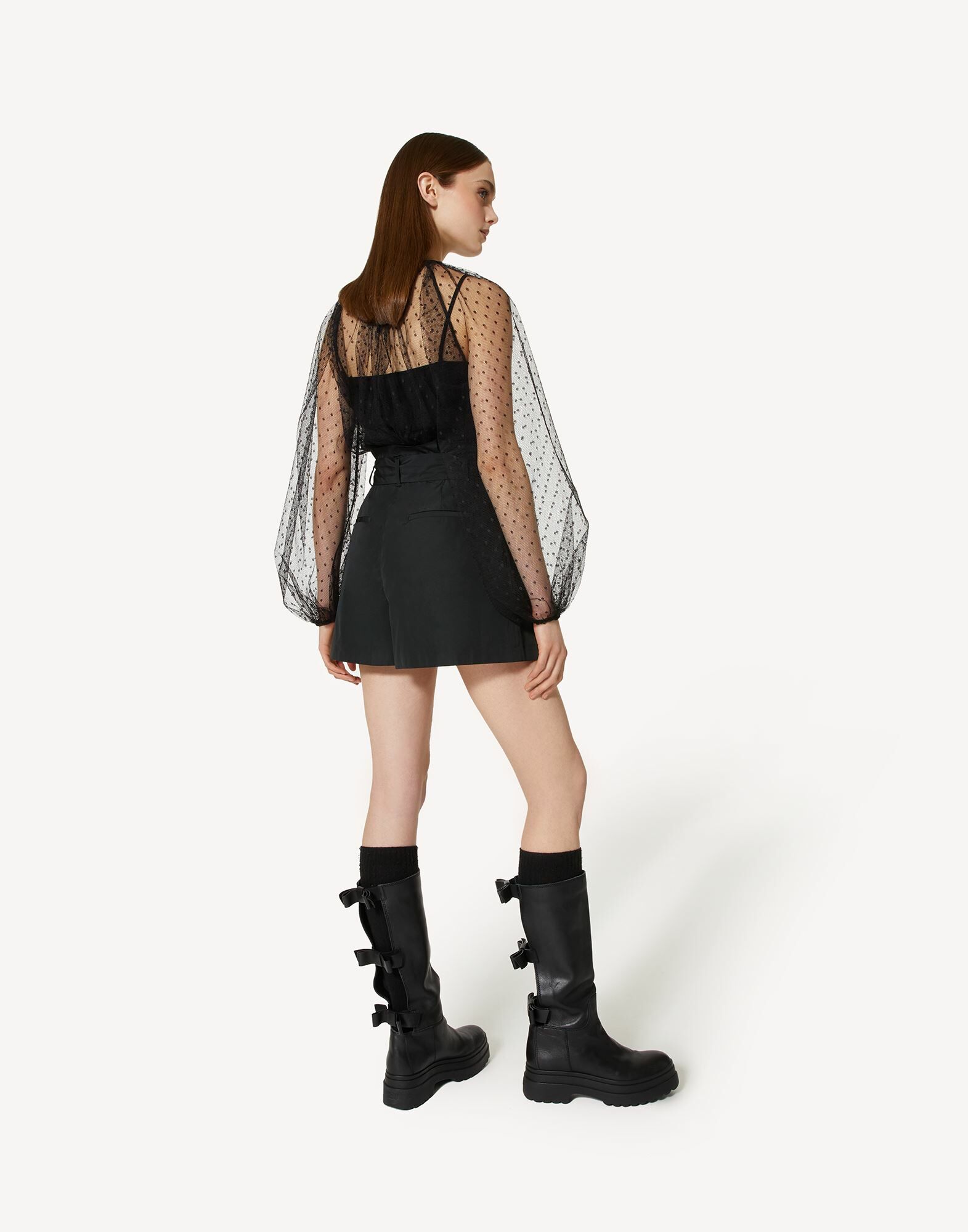 Red Valentino 蝴蝶結高腰短褲裙(黑)