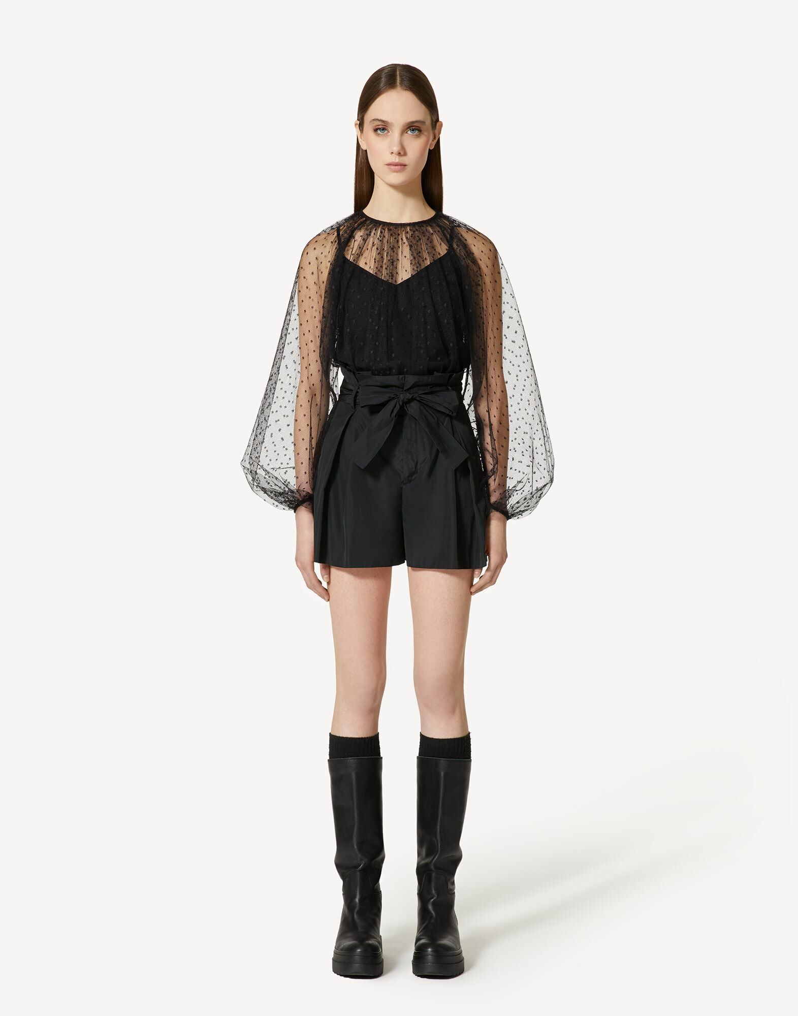 Red Valentino 蝴蝶結高腰短褲裙(黑)