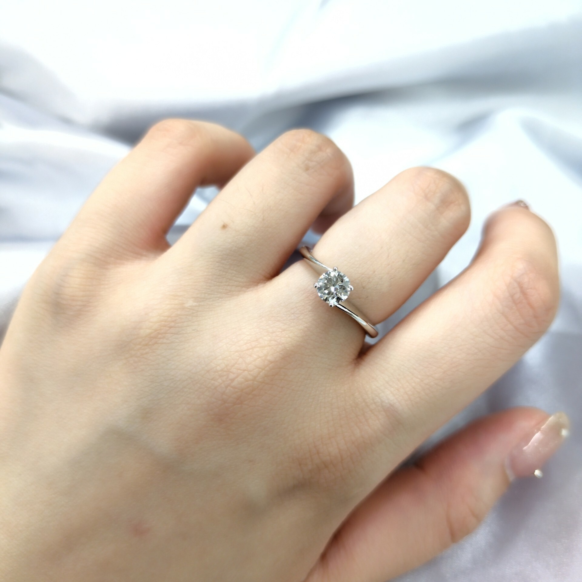 全新18K白金【單粒51份鑽石】戒指