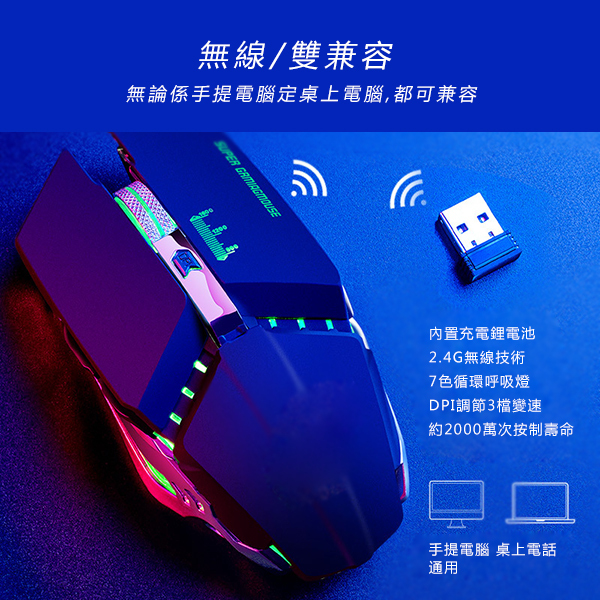 日本TSK 無線充電式機械遊戲滑鼠(S-01) (P2616)