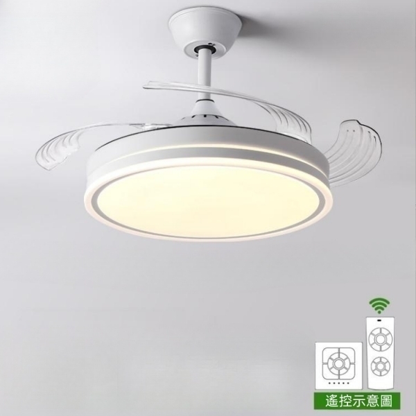 熱推北歐電扇燈（48吋白色6檔變頻+遙控+壁控）