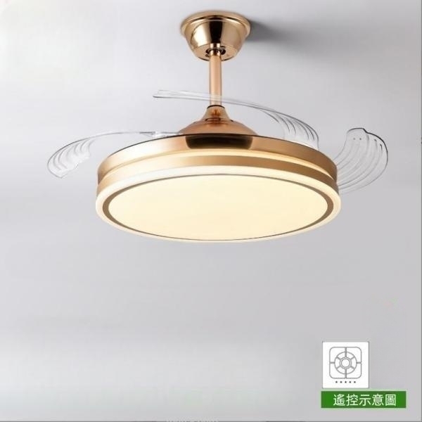 熱推北歐電扇燈(48吋金色6檔變頻+七彩旋轉藍牙)